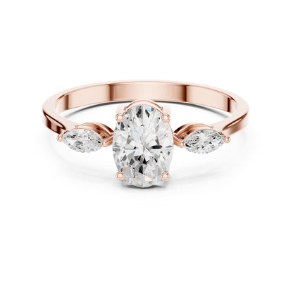 Oval Three Stone Lab Grown Diamond Engagement Ring