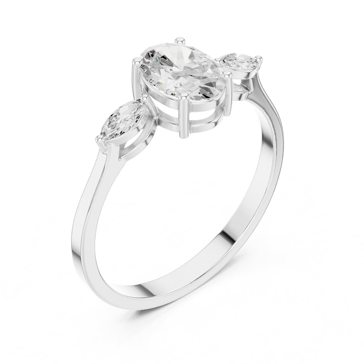 Oval Three Stone Lab Grown Diamond Engagement Ring