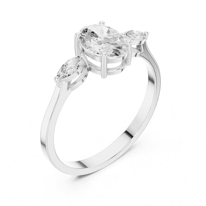 Oval Three Stone Lab Grown Diamond Engagement Ring