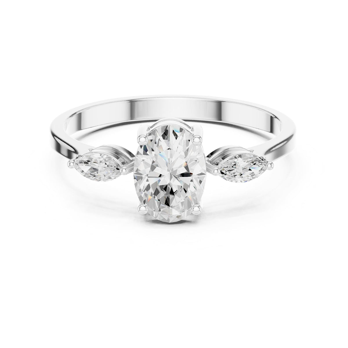 Oval Three Stone Lab Grown Diamond Engagement Ring