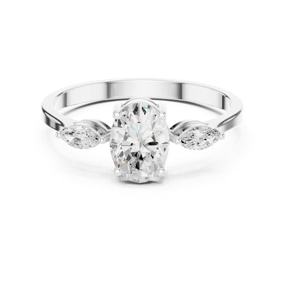 Oval Three Stone Lab Grown Diamond Engagement Ring