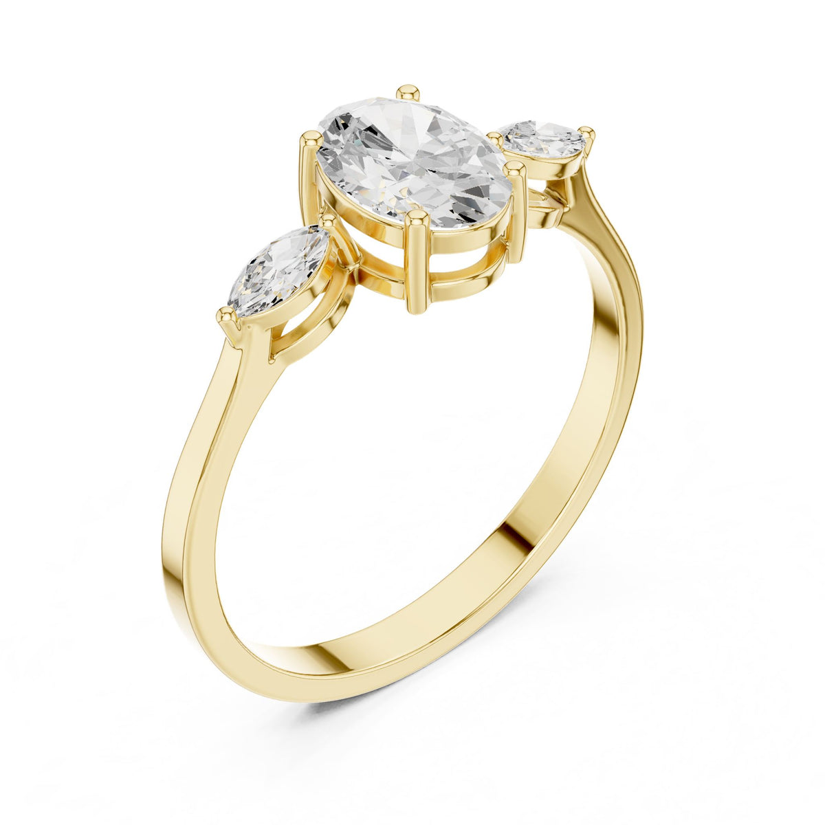 Oval Three Stone Lab Grown Diamond Engagement Ring