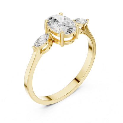 Oval Three Stone Lab Grown Diamond Engagement Ring