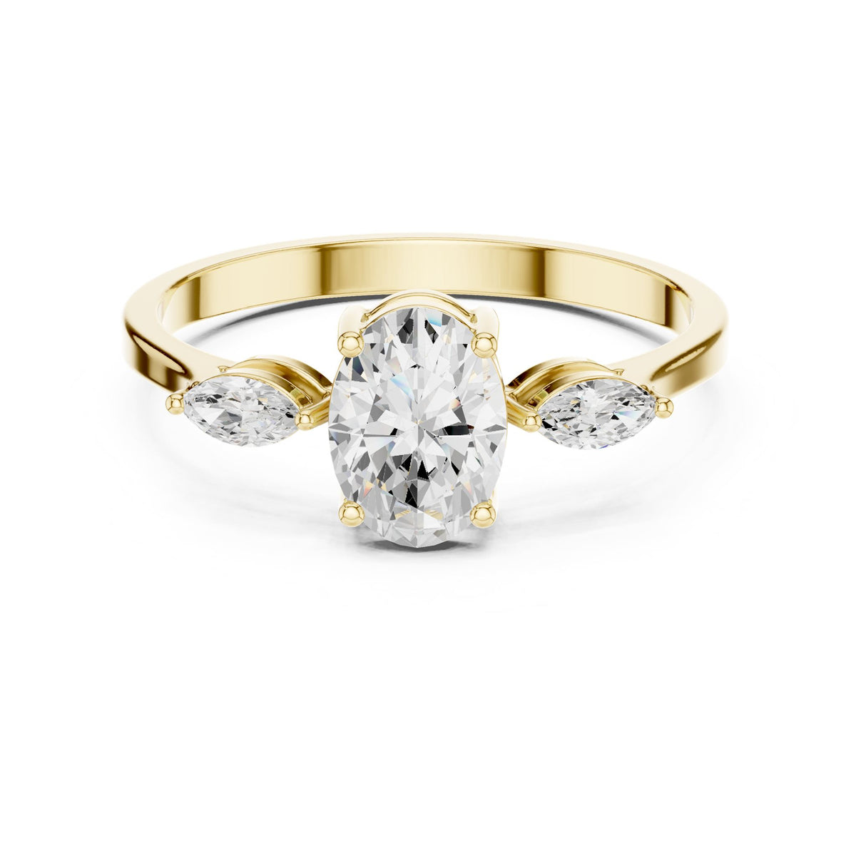 Oval Three Stone Lab Grown Diamond Engagement Ring