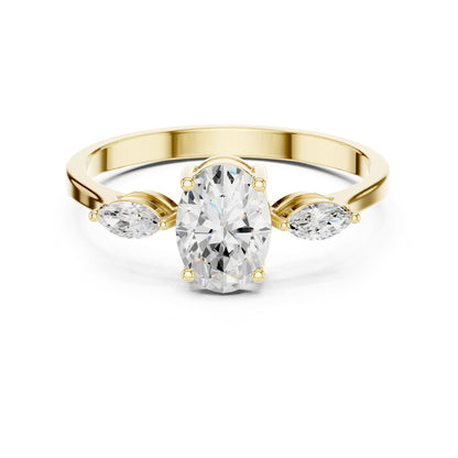 Oval Three Stone Lab Grown Diamond Engagement Ring