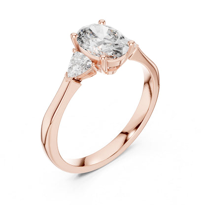 Oval Three Stone Lab Grown Diamond Engagement Ring