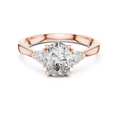 Oval Three Stone Lab Grown Diamond Engagement Ring