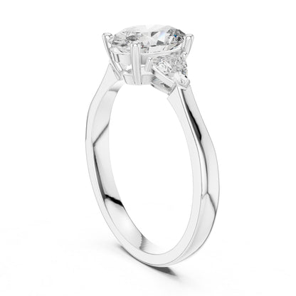Oval Three Stone Lab Grown Diamond Engagement Ring