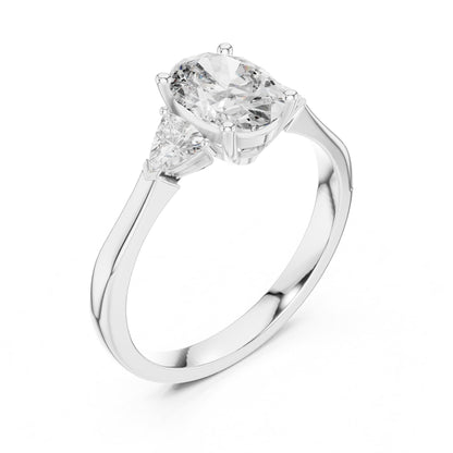 Oval Three Stone Lab Grown Diamond Engagement Ring