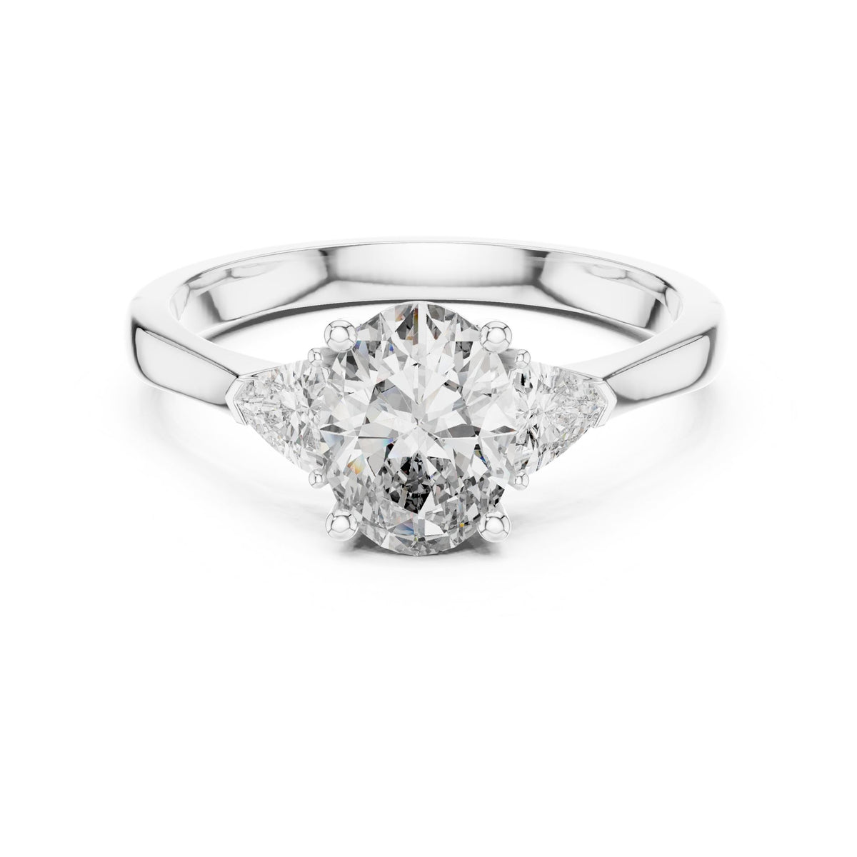 Oval Three Stone Lab Grown Diamond Engagement Ring