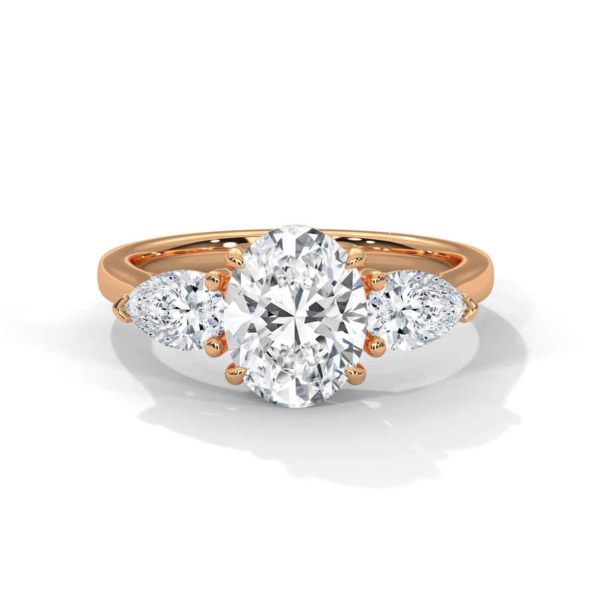Oval Three Stone Lab Grown Diamond Engagement Ring