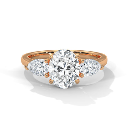 Oval Three Stone Lab Grown Diamond Engagement Ring