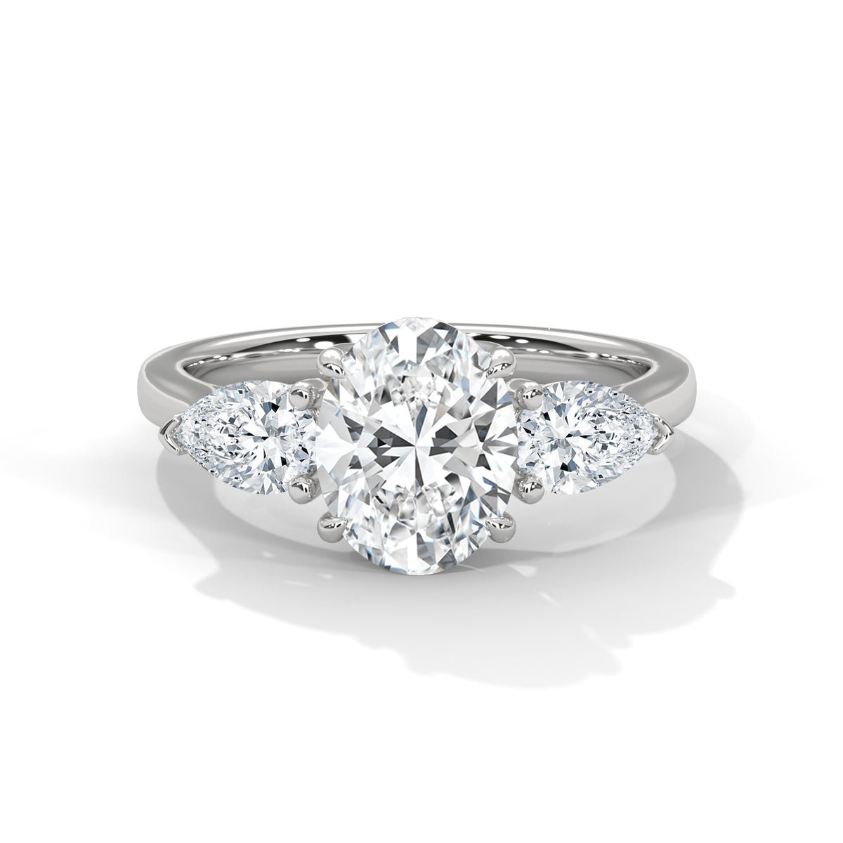 Oval Three Stone Lab Grown Diamond Engagement Ring