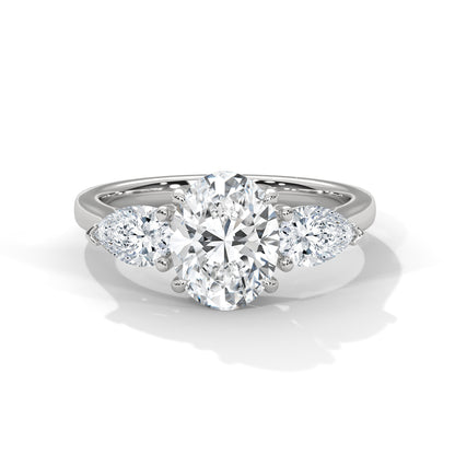 Oval Three Stone Lab Grown Diamond Engagement Ring