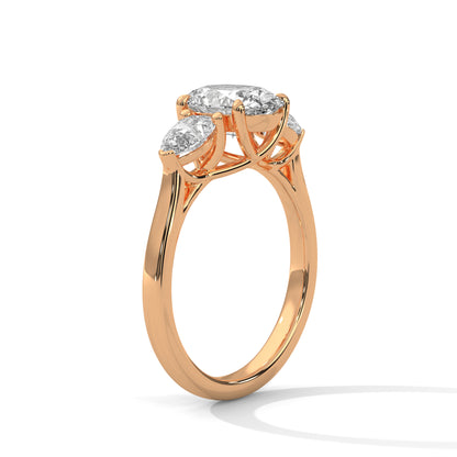 Oval Three Stone Lab Grown Diamond Engagement Ring