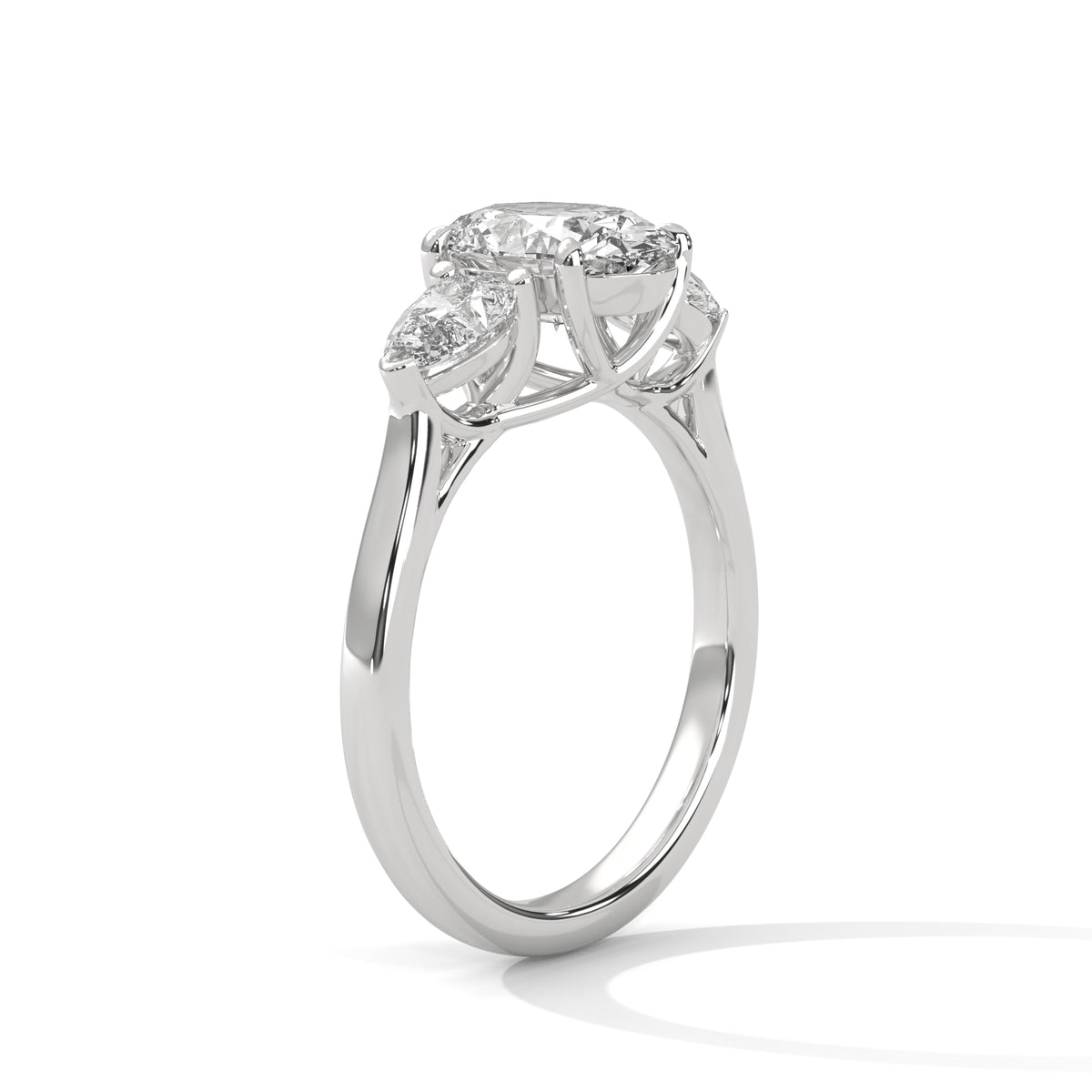 Oval Three Stone Lab Grown Diamond Engagement Ring