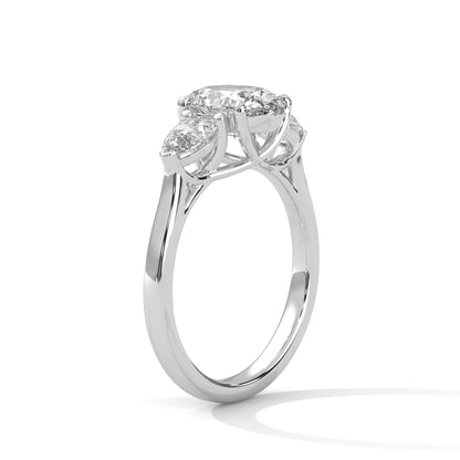 Oval Three Stone Lab Grown Diamond Engagement Ring