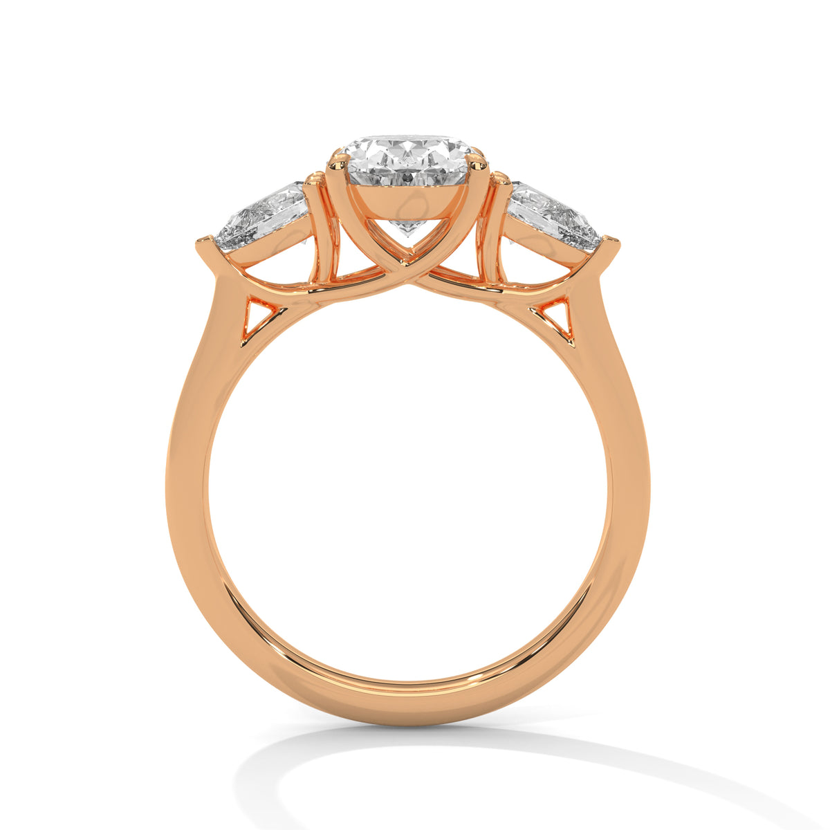Oval Three Stone Lab Grown Diamond Engagement Ring