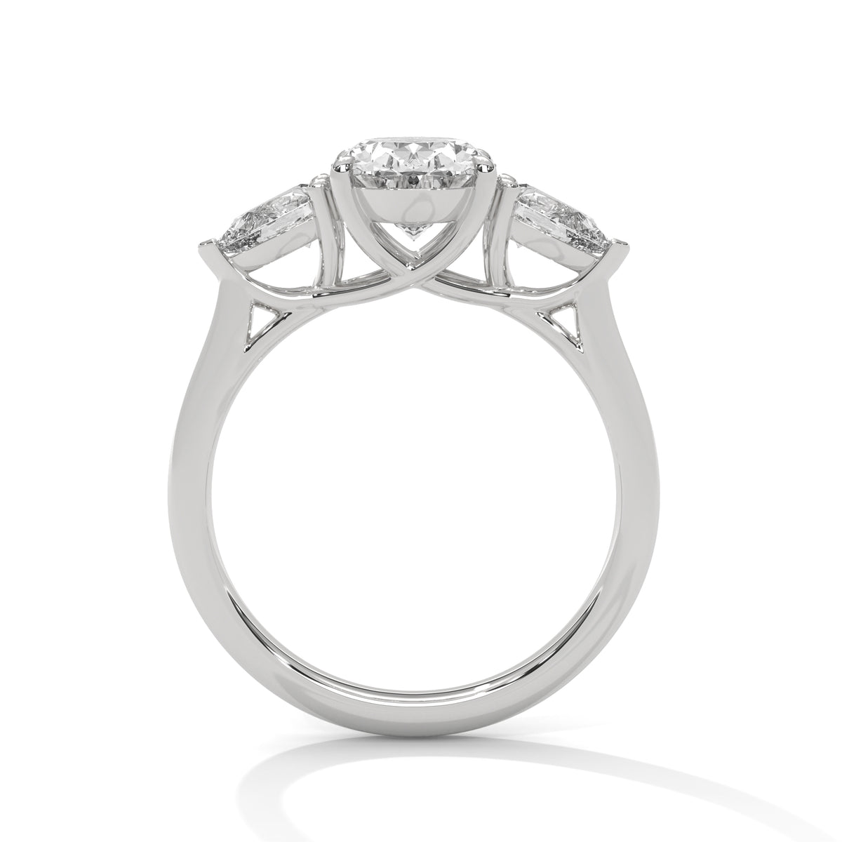 Oval Three Stone Lab Grown Diamond Engagement Ring