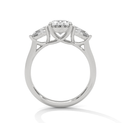 Oval Three Stone Lab Grown Diamond Engagement Ring