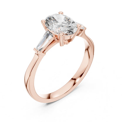 Oval Three Stone Lab Grown Diamond Engagement Ring