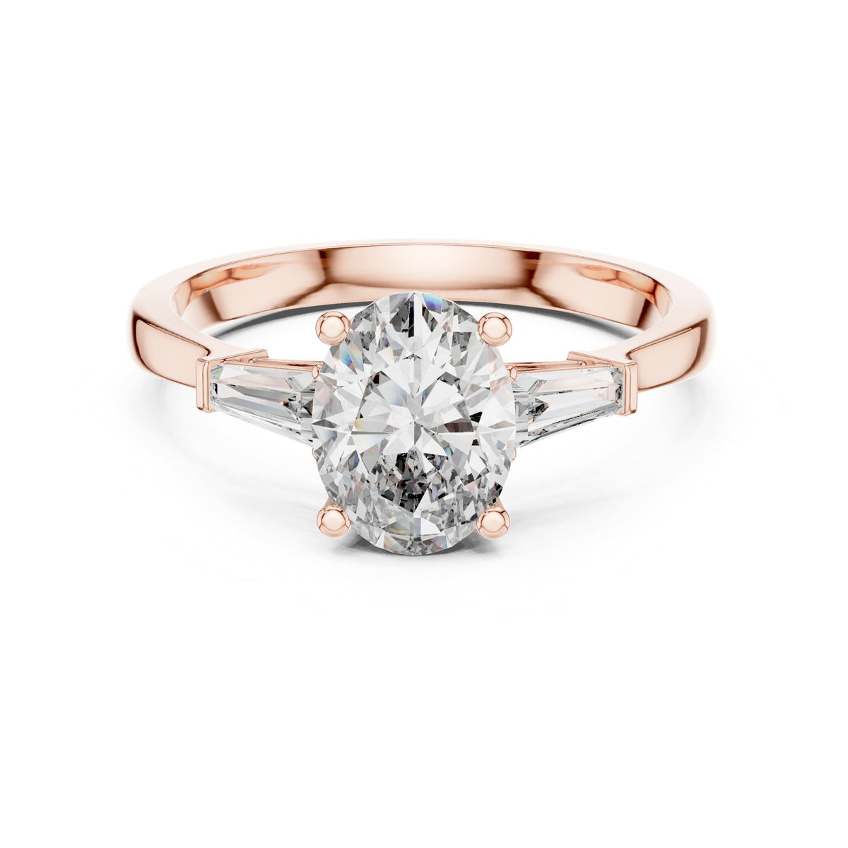Oval Three Stone Lab Grown Diamond Engagement Ring