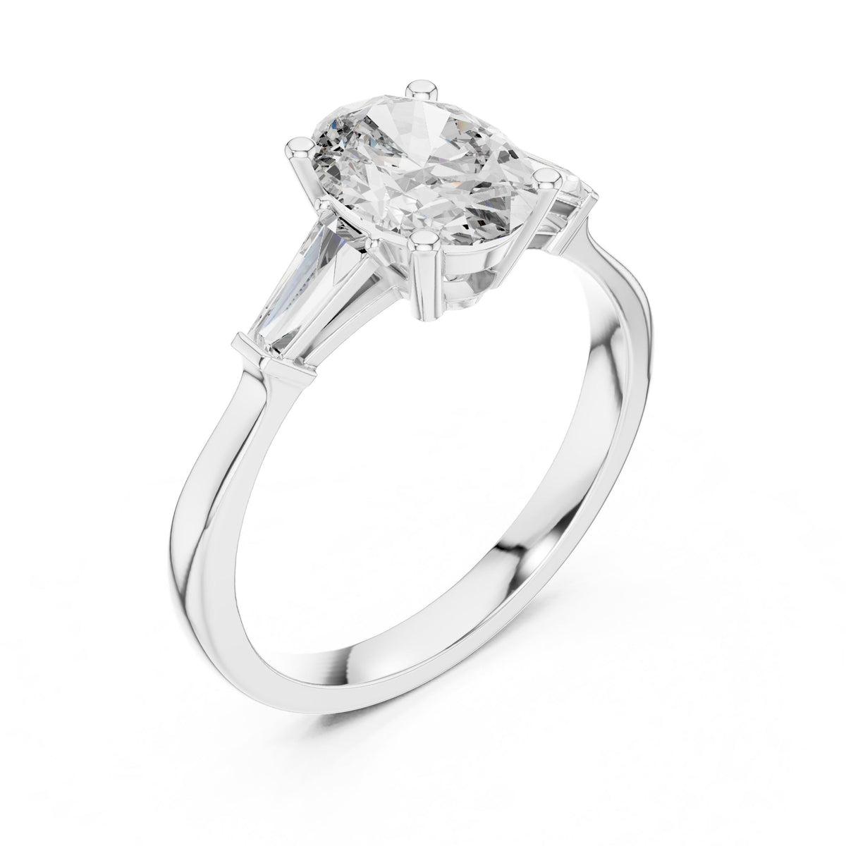 Oval Three Stone Lab Grown Diamond Engagement Ring