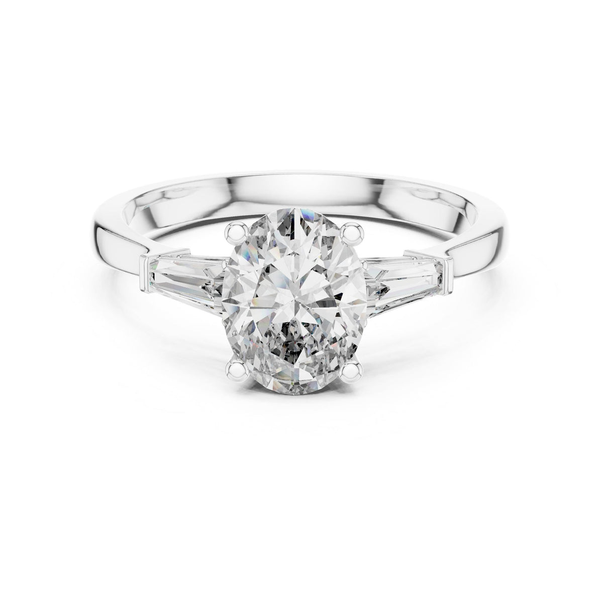 Oval Three Stone Lab Grown Diamond Engagement Ring