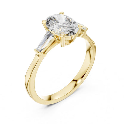 Oval Three Stone Lab Grown Diamond Engagement Ring