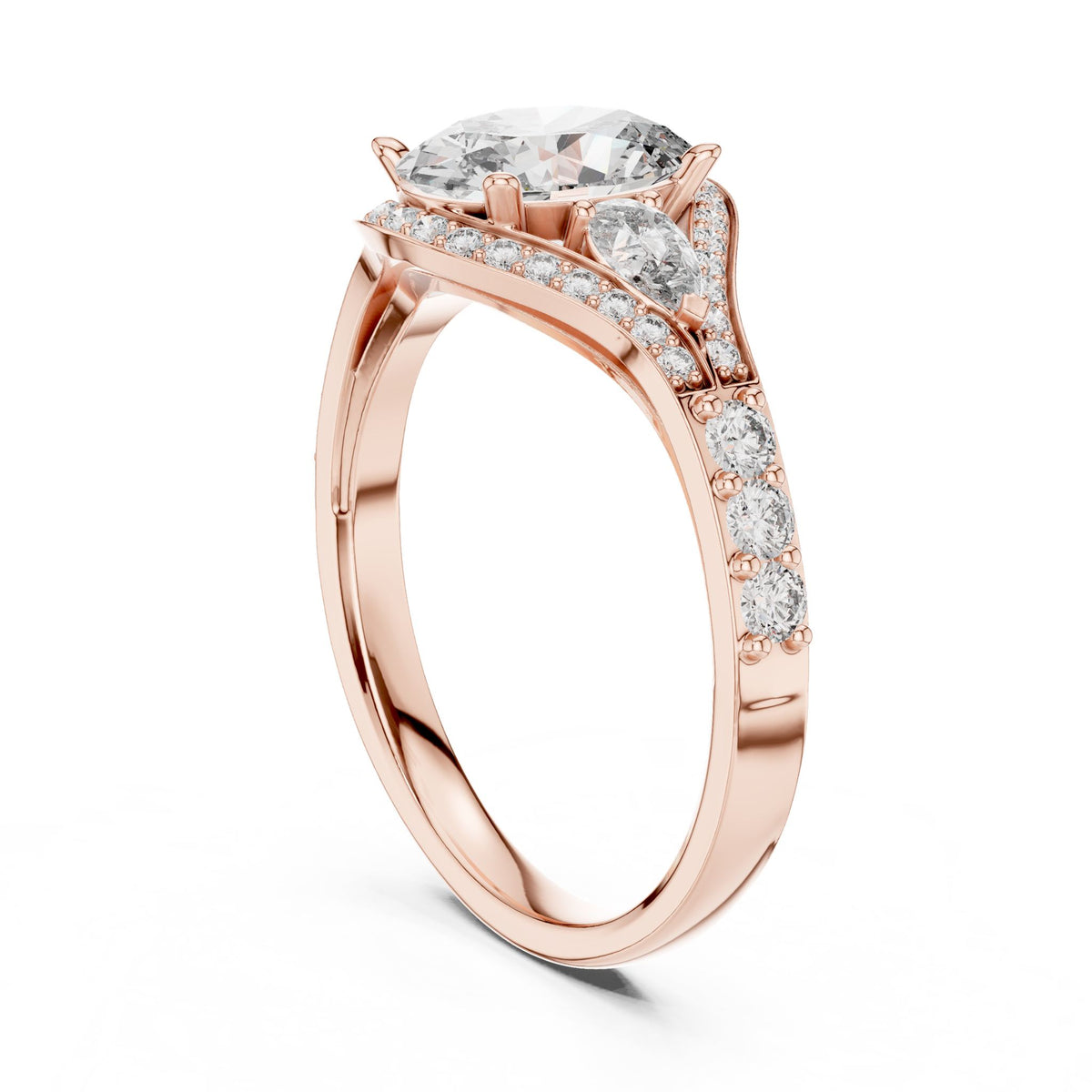 Oval Three Stone Lab Grown Diamond Engagement Ring