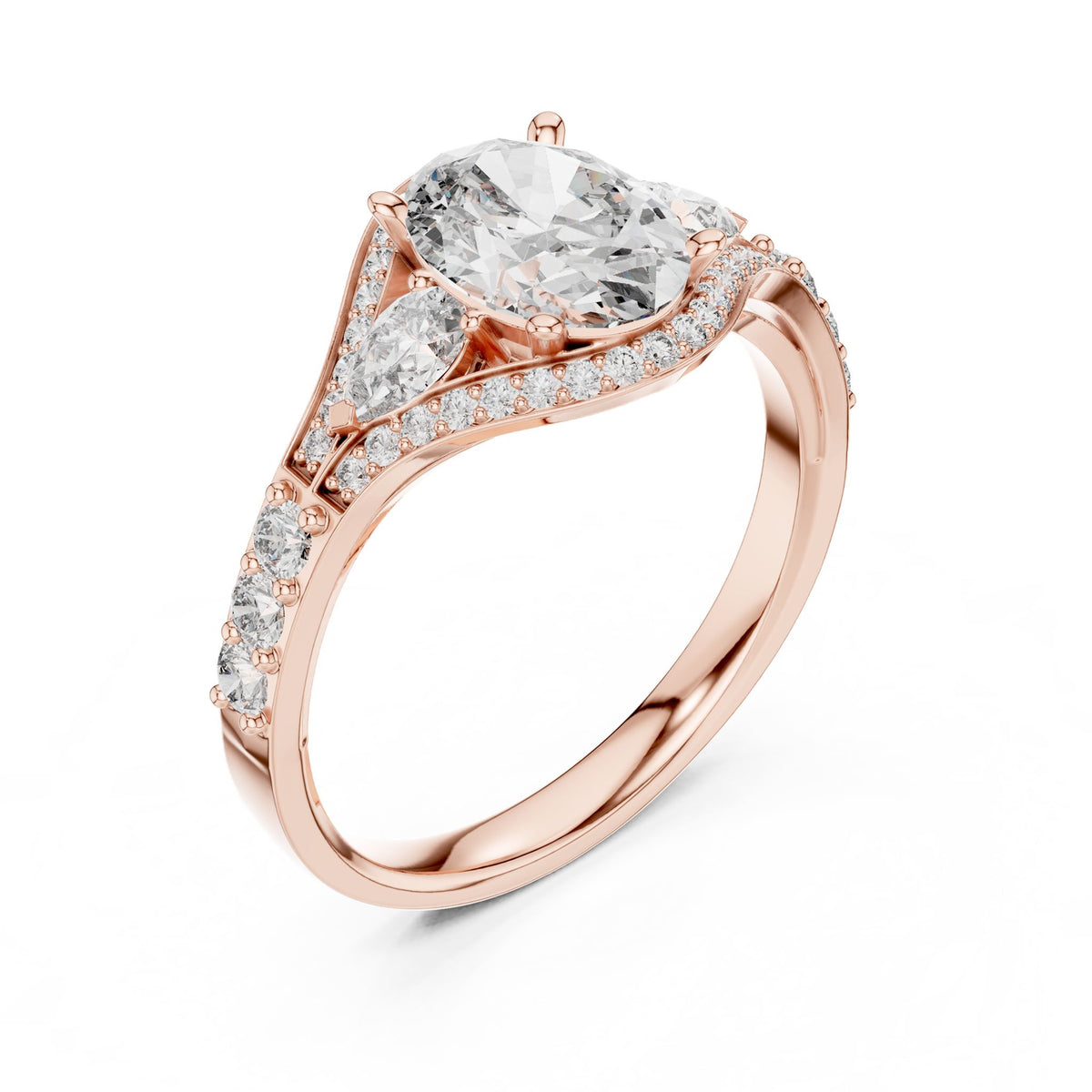 Oval Three Stone Lab Grown Diamond Engagement Ring