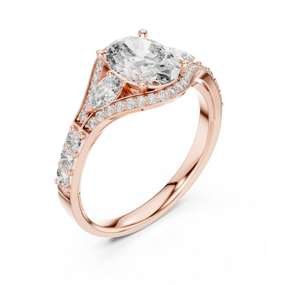 Oval Three Stone Lab Grown Diamond Engagement Ring