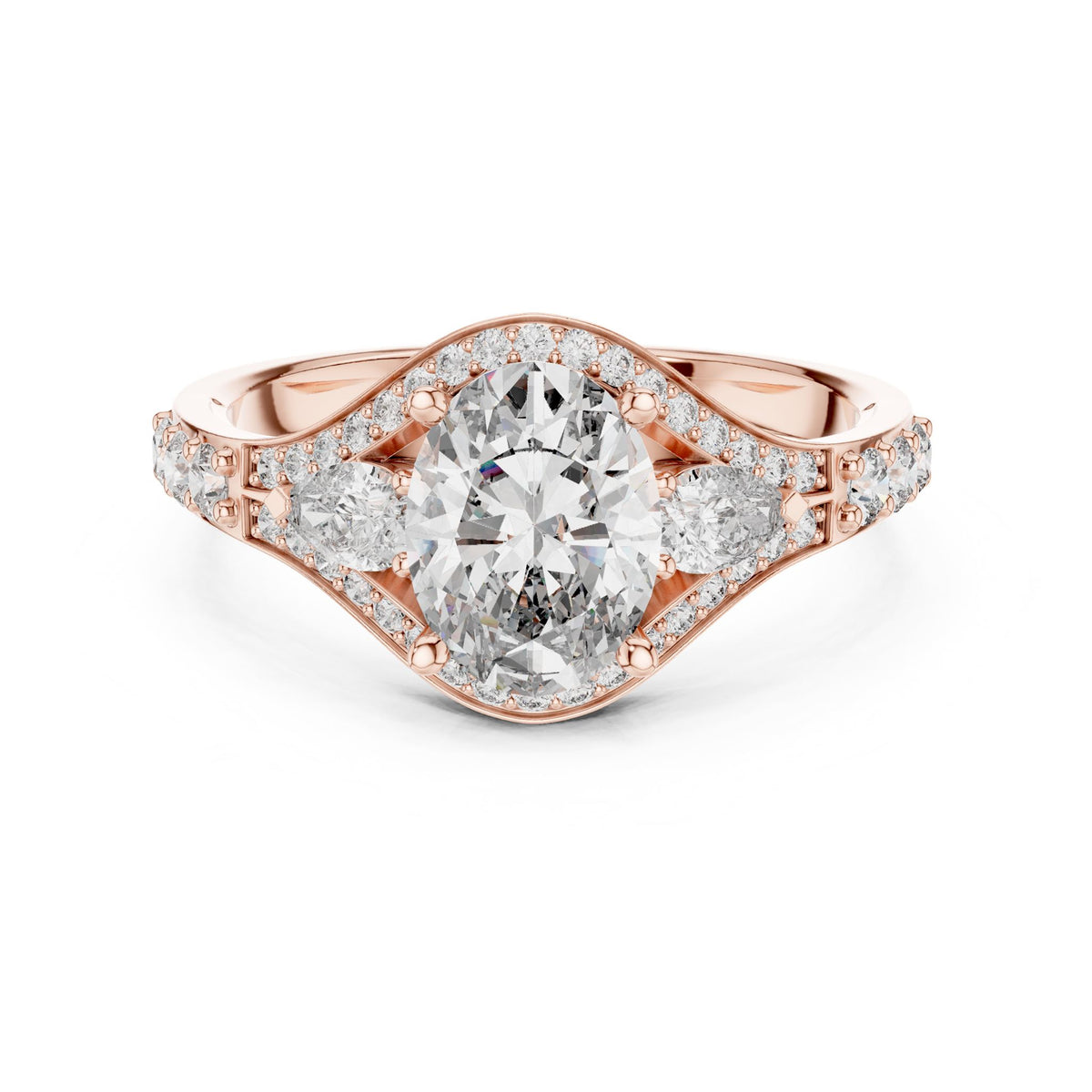 Oval Three Stone Lab Grown Diamond Engagement Ring