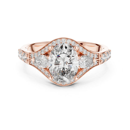 Oval Three Stone Lab Grown Diamond Engagement Ring