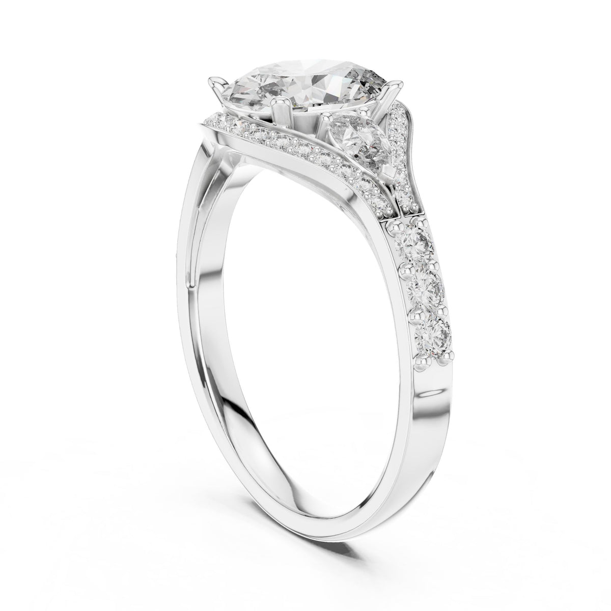 Oval Three Stone Lab Grown Diamond Engagement Ring