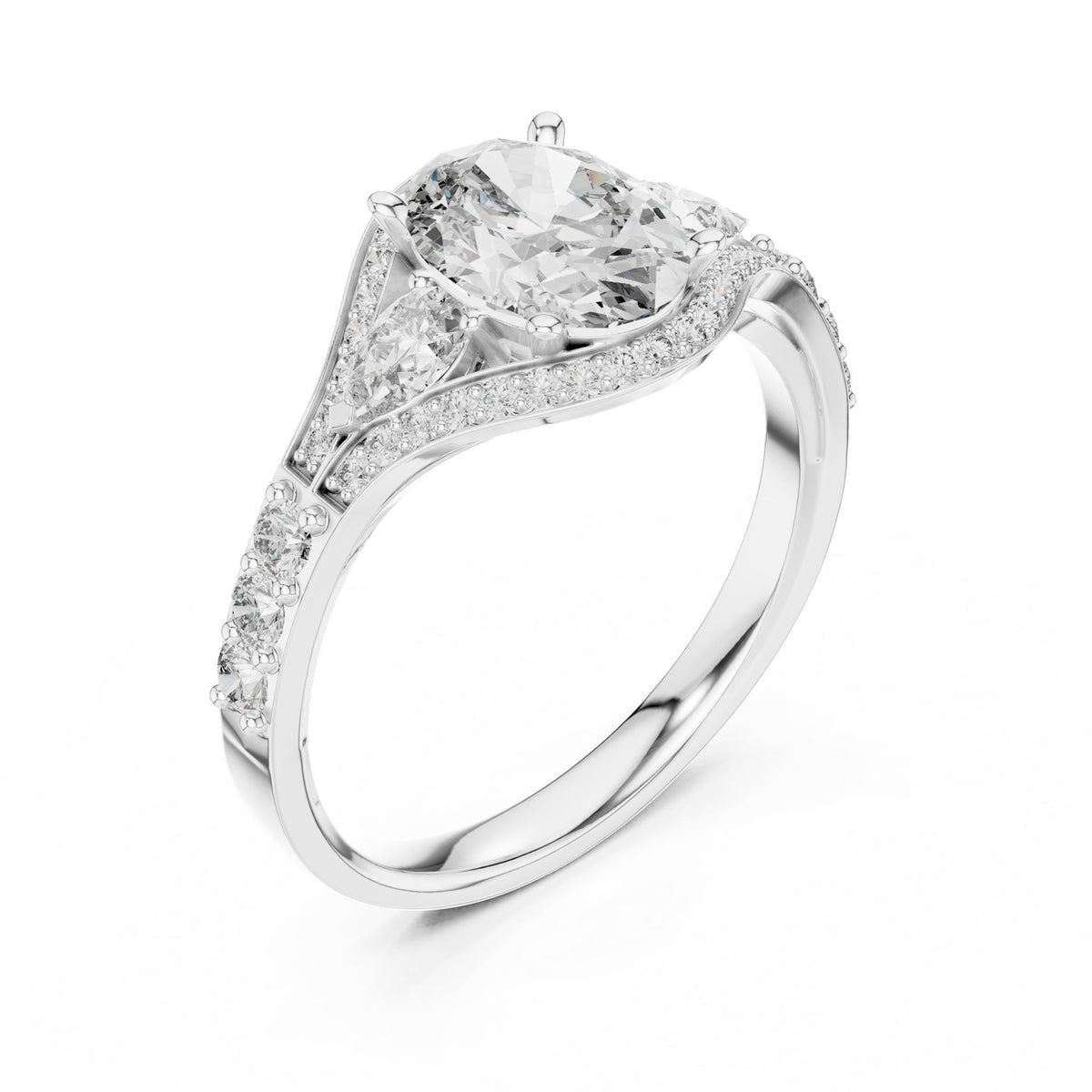 Oval Three Stone Lab Grown Diamond Engagement Ring
