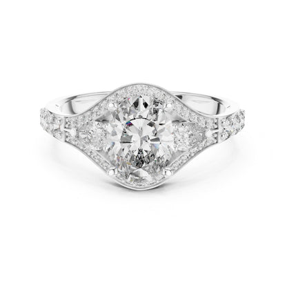 Oval Three Stone Lab Grown Diamond Engagement Ring