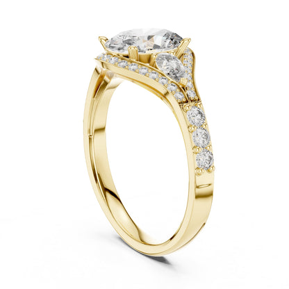 Oval Three Stone Lab Grown Diamond Engagement Ring