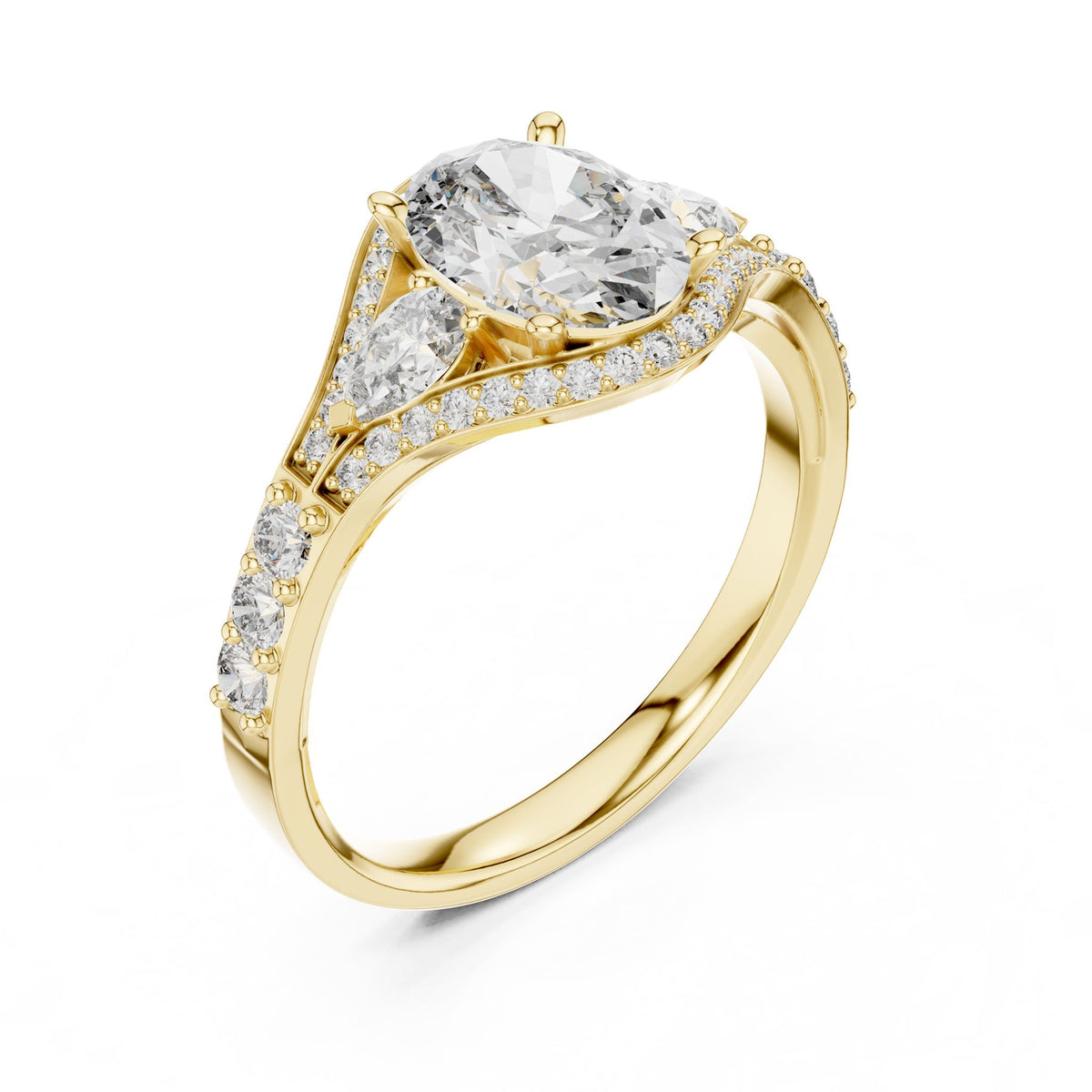 Oval Three Stone Lab Grown Diamond Engagement Ring