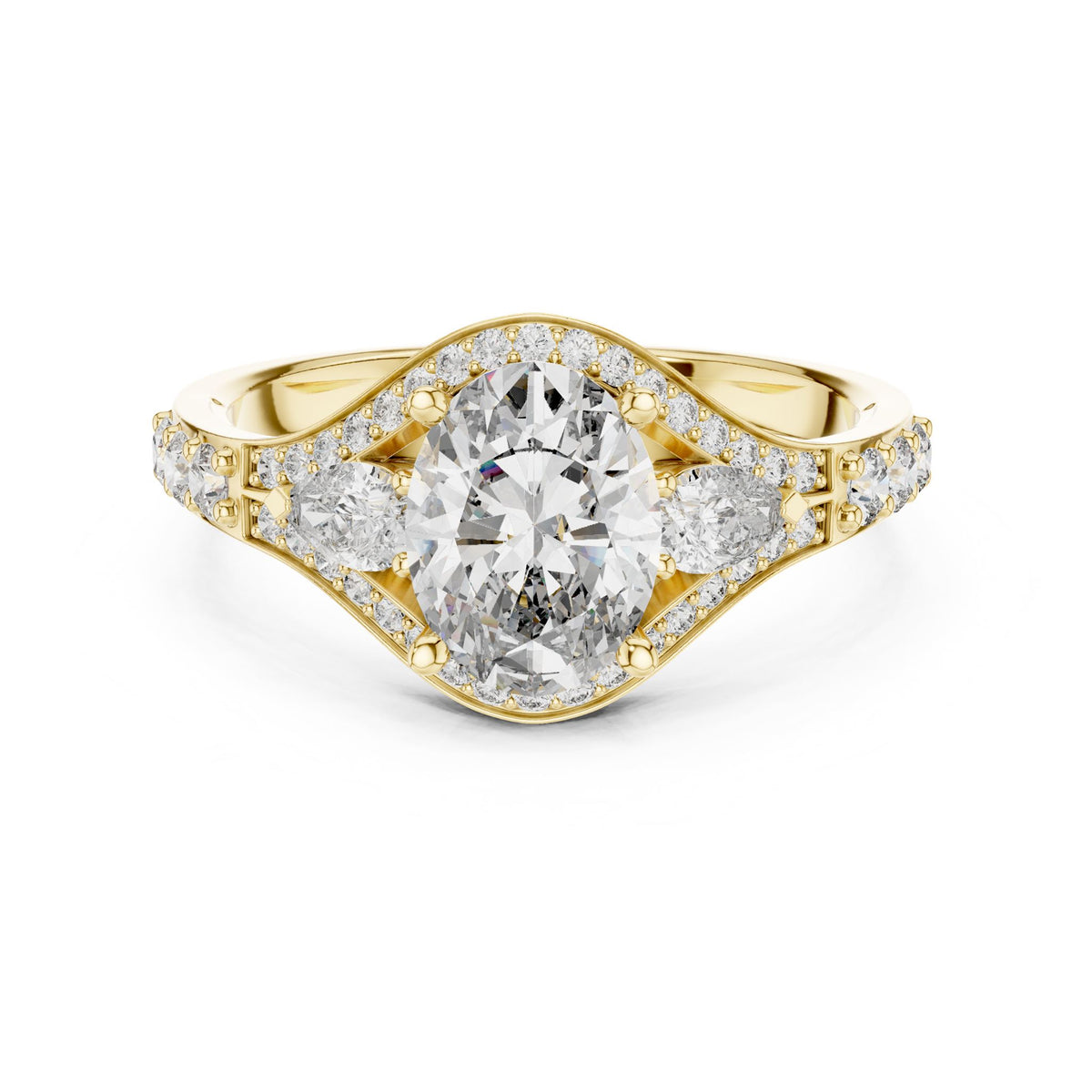 Oval Three Stone Lab Grown Diamond Engagement Ring