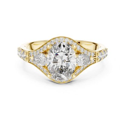 Oval Three Stone Lab Grown Diamond Engagement Ring