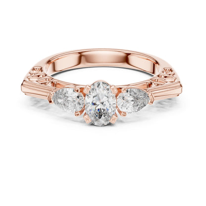Oval Three Stone Lab Grown Diamond Engagement Ring