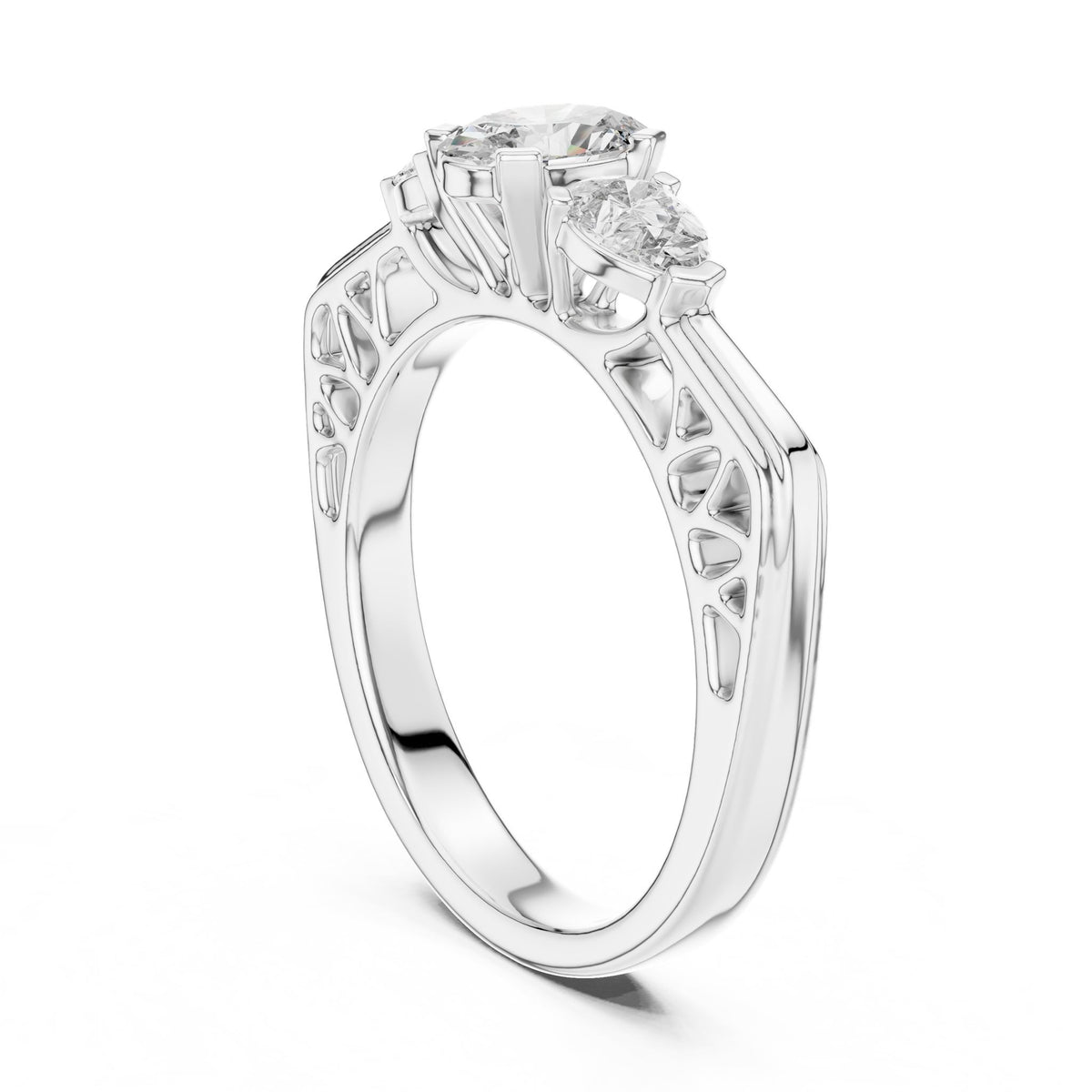 Oval Three Stone Lab Grown Diamond Engagement Ring