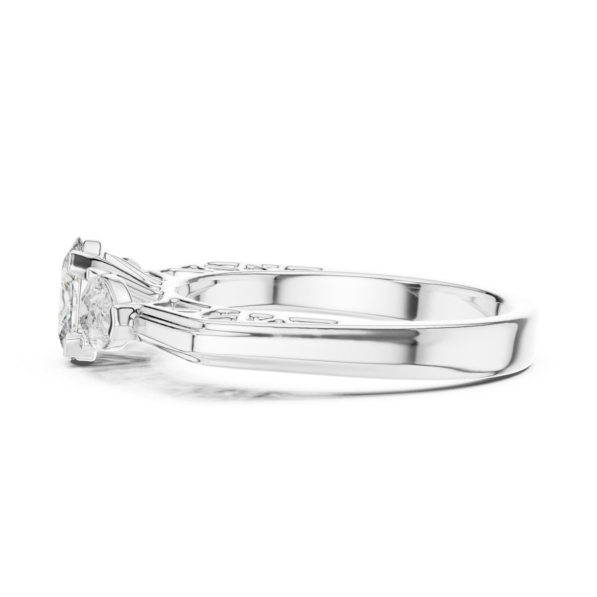 Oval Three Stone Lab Grown Diamond Engagement Ring