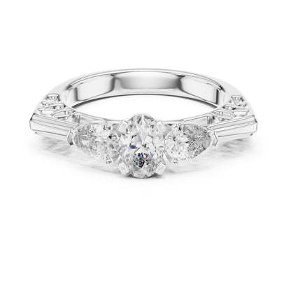 Oval Three Stone Lab Grown Diamond Engagement Ring