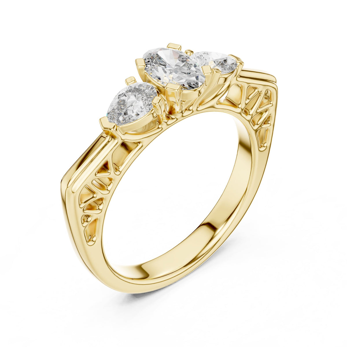Oval Three Stone Lab Grown Diamond Engagement Ring