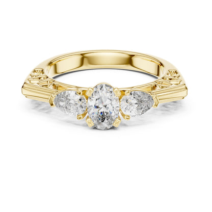 Oval Three Stone Lab Grown Diamond Engagement Ring