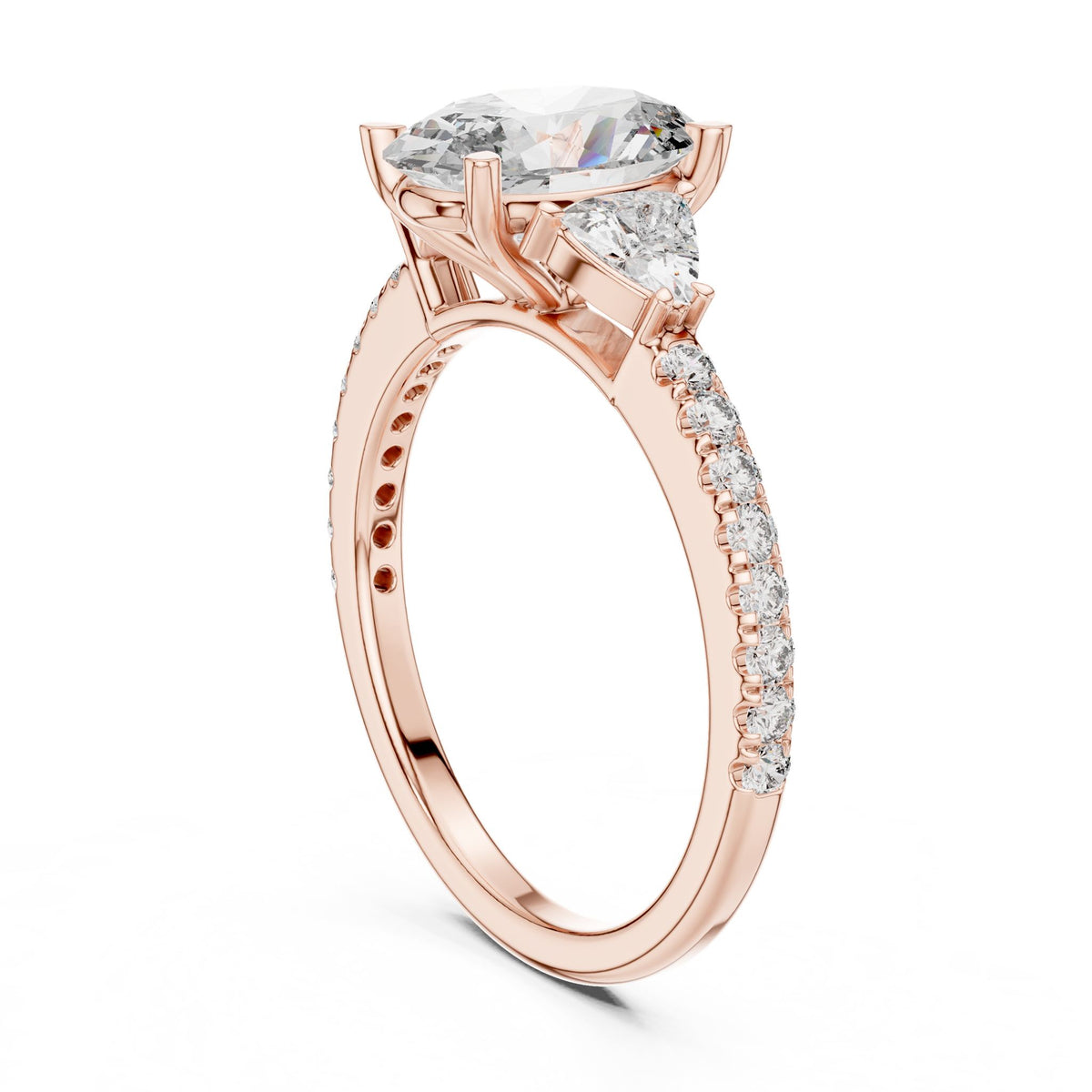Oval Three Stone Lab Grown Diamond Engagement Ring