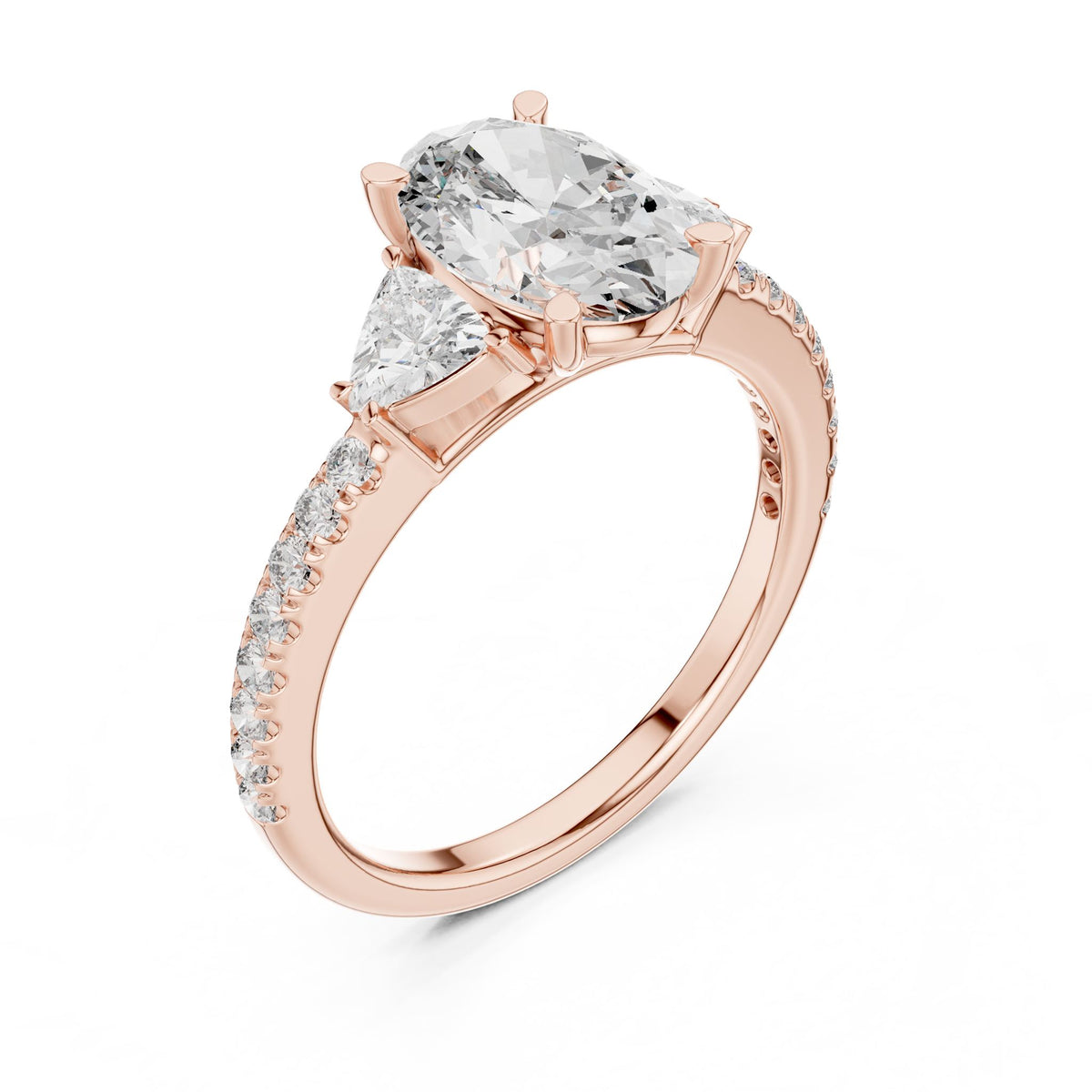 Oval Three Stone Lab Grown Diamond Engagement Ring