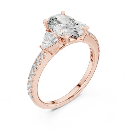 Oval Three Stone Lab Grown Diamond Engagement Ring